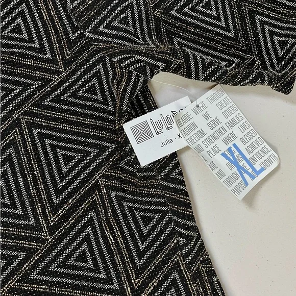 LuLaRoe Black and metallic gold Triangle Midi Dress - Picture 7 of 15